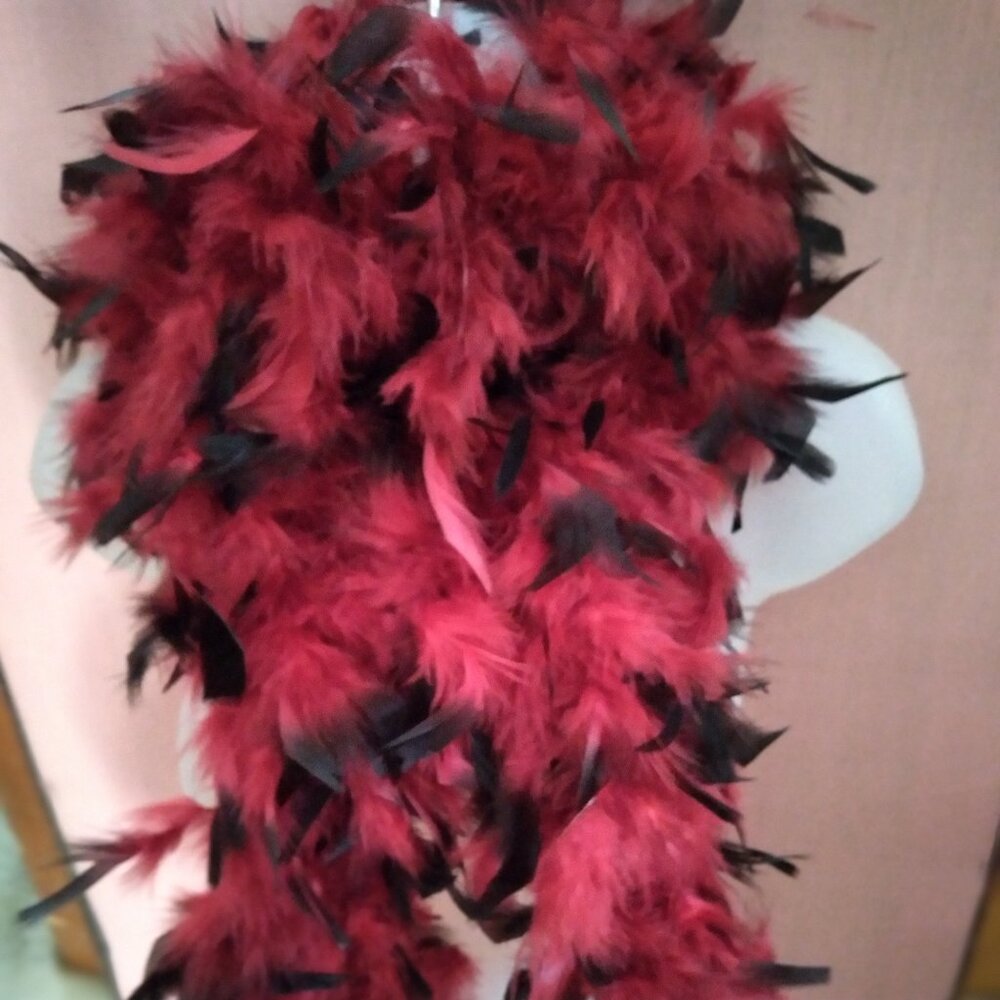 Burgandy & Black Feather Boa